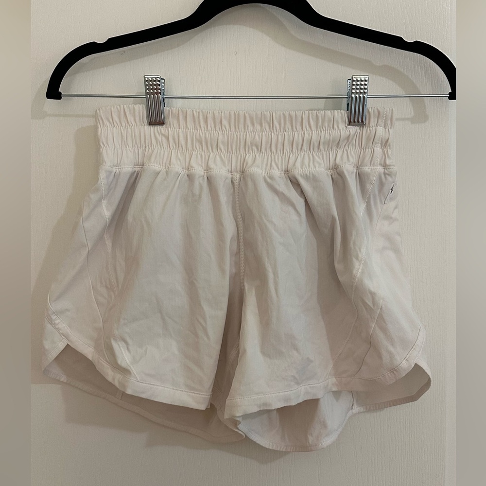 LULULEMON Track That High Waisted Lined 5” Shorts in White Size 4